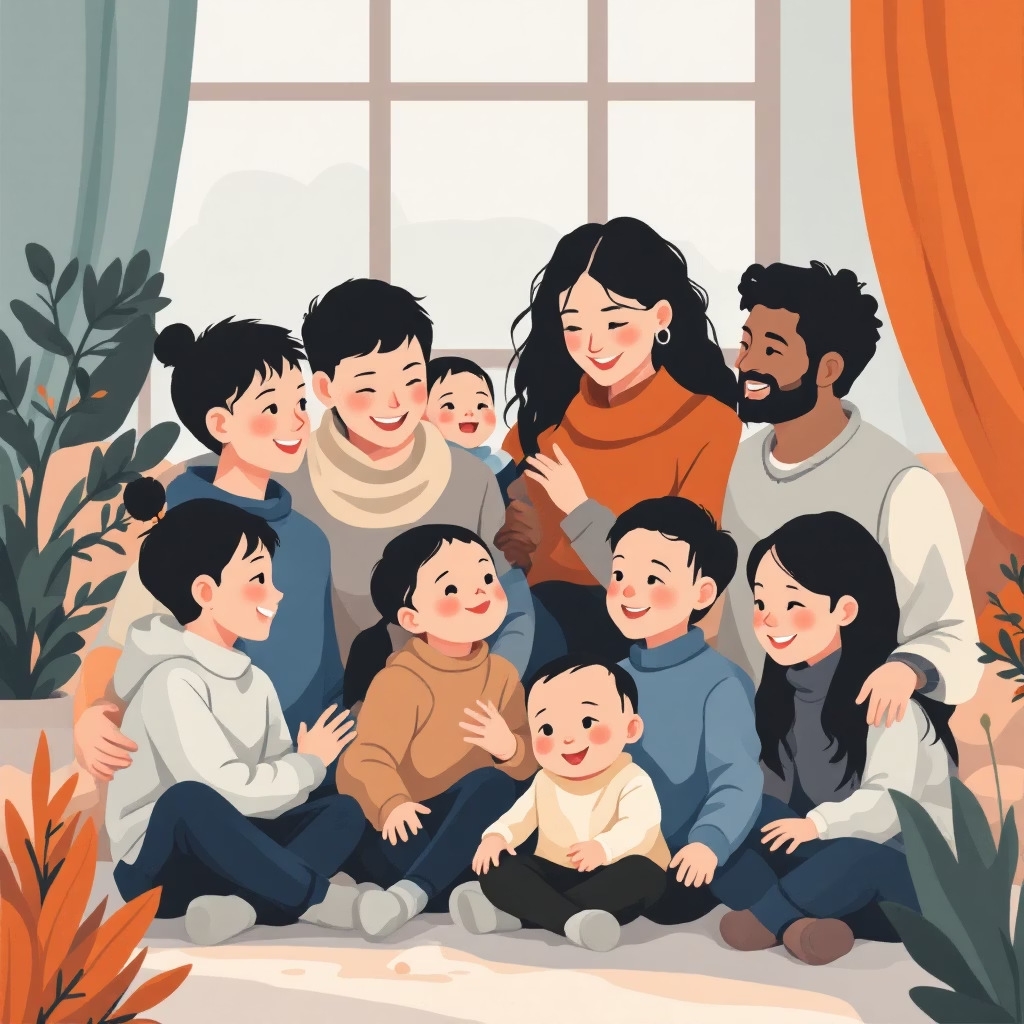 A diverse, happy family enjoying time together